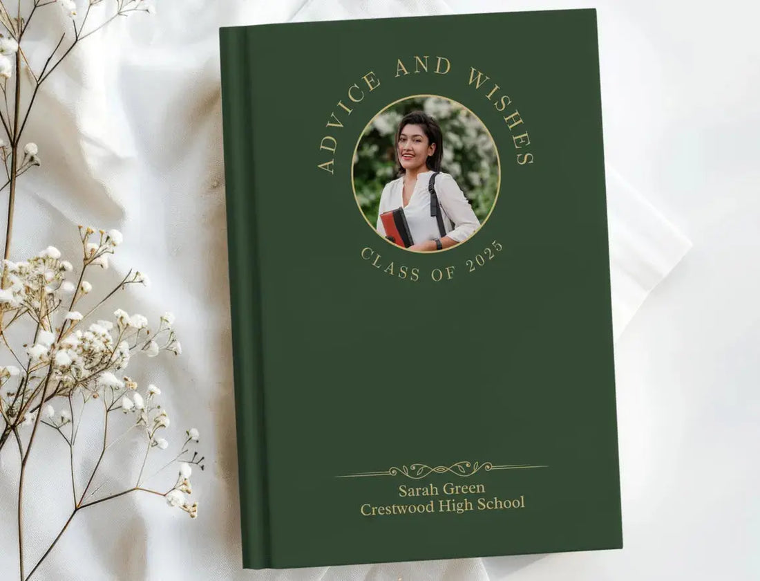 Personalized graduation party guestbook - custom name, school and year keepsake for graduates