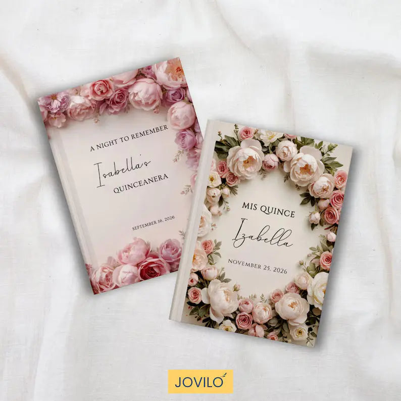 Quinceañera GuestBook Traditions guestbook - custom name and date keepsake for Mis Quince celebrations