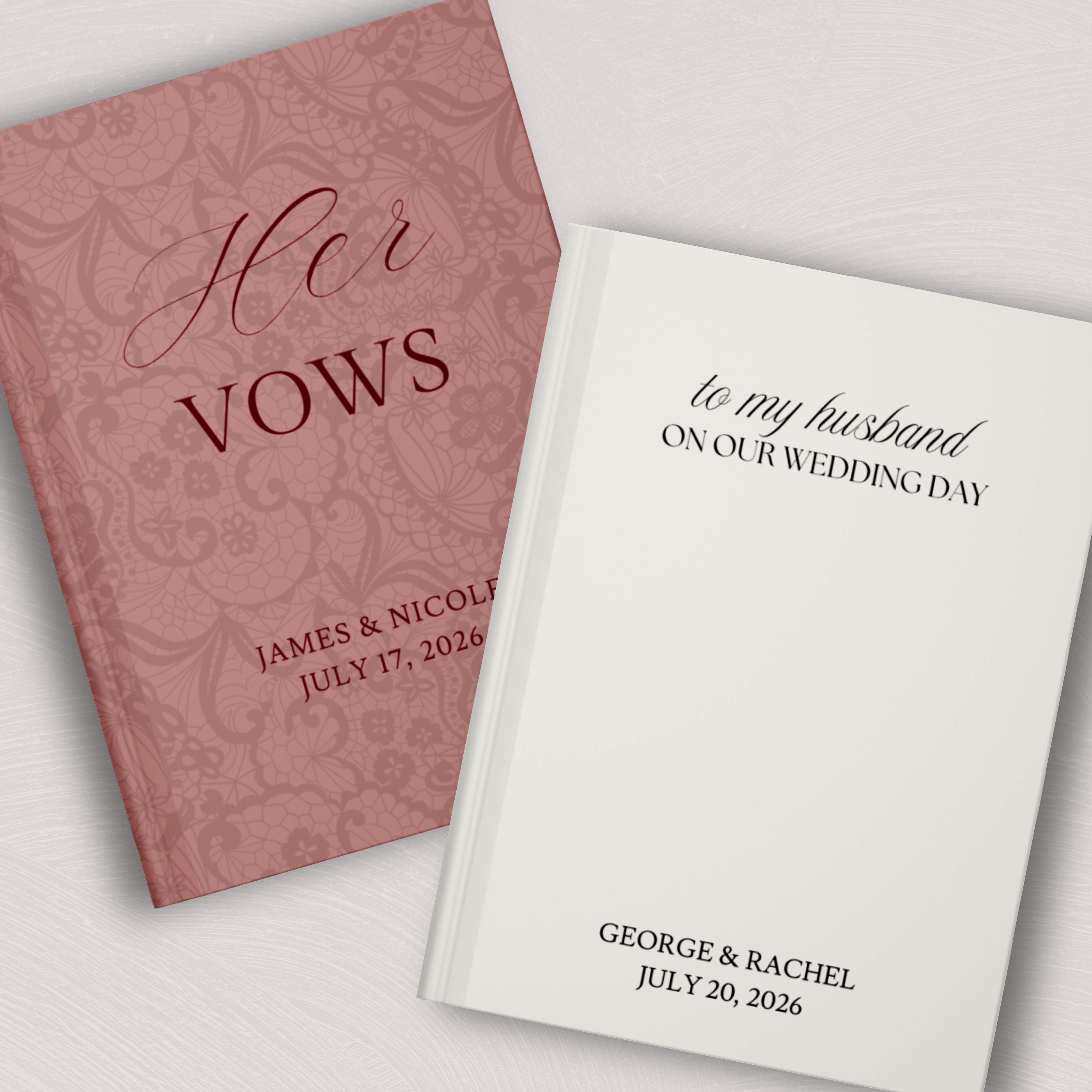 Personalized Vow Books for Bride And Groom, Elegant Hardcover Wedding Vow Book, Custom His and Hers Vow Booklets for Marriage Ceremony