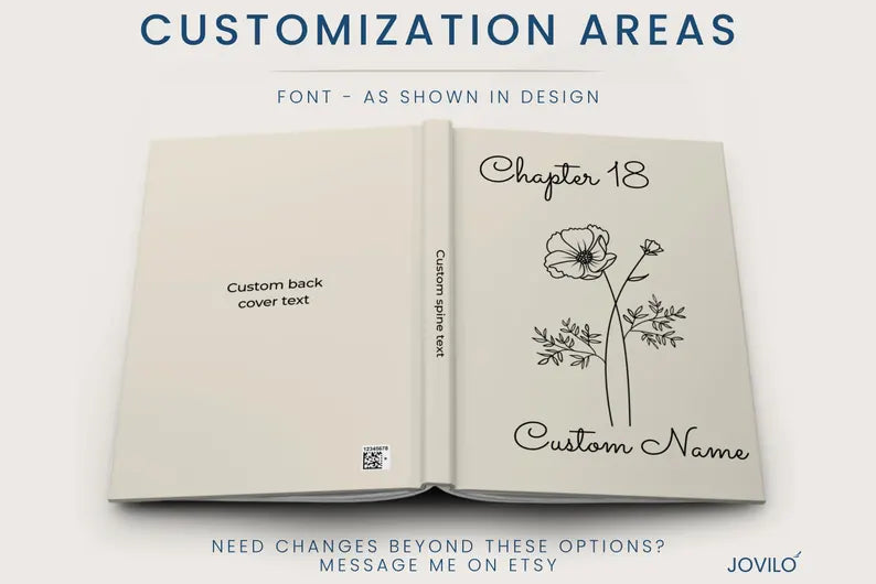Personalized 18th Birthday Gift Name Journal Month Flower Notebook JOVILO