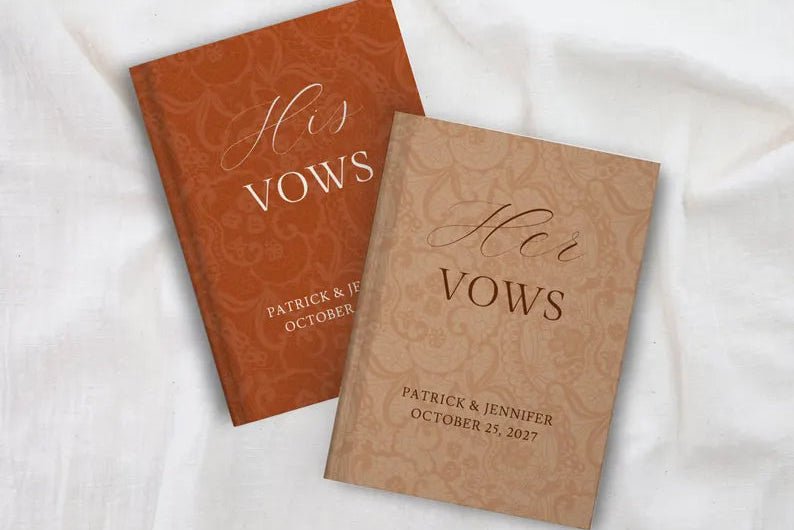 Blue Wedding Vow Books for Bride and Groom - Personalized Lace Hardcover Keepsake Set - JOVILO