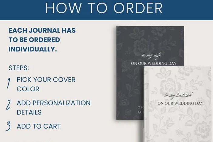 Classic Wedding Vow Books for Bride and Groom - Custom His & Hers To My Wife & To My Husband Set - JOVILO