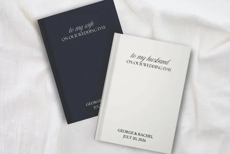 Classic Wedding Vow Books for Bride and Groom - Custom His & Hers To My Wife & To My Husband Set - JOVILO