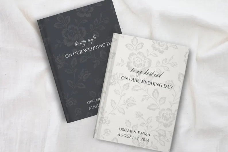 Classic Wedding Vow Books for Bride and Groom - Custom His & Hers To My Wife & To My Husband Set - JOVILO
