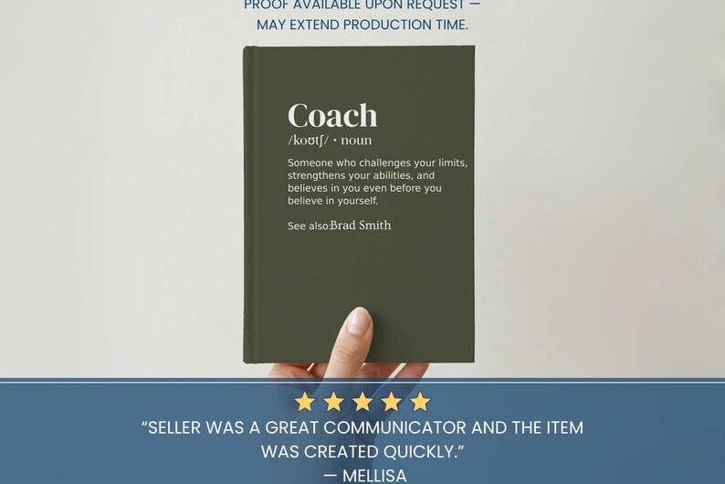 Coach Definition Journal - Custom Hardcover Notebook for Head Coach - JOVILO