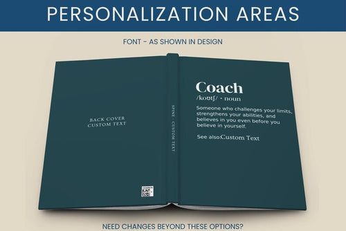 Coach Definition Journal - Custom Hardcover Notebook for Head Coach - JOVILO