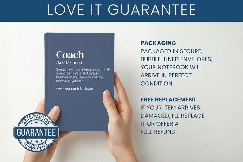Coach Definition Journal - Custom Hardcover Notebook for Head Coach - JOVILO