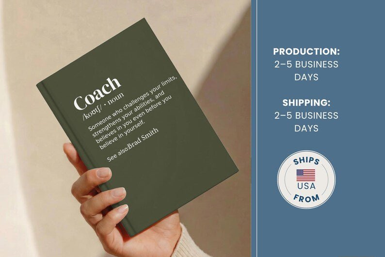 Coach Definition Journal - Custom Hardcover Notebook for Head Coach - JOVILO
