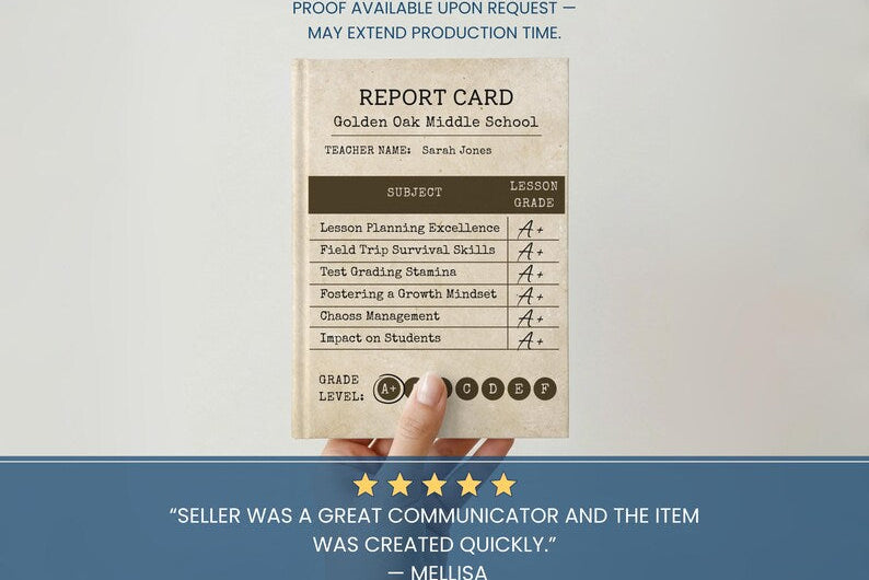 Personalized Teacher Journal Gift Custom Report Card Notebook JOVILO