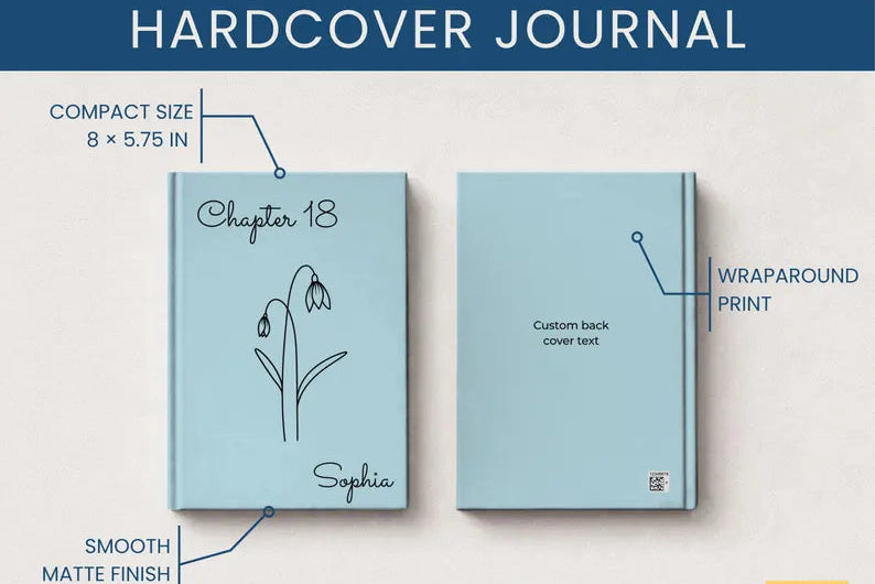 Personalized 18th Birthday Gift Name Journal Month Flower Notebook JOVILO