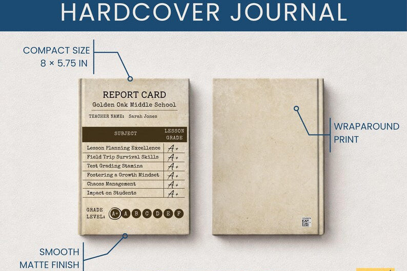 Personalized Teacher Journal Gift Custom Report Card Notebook JOVILO