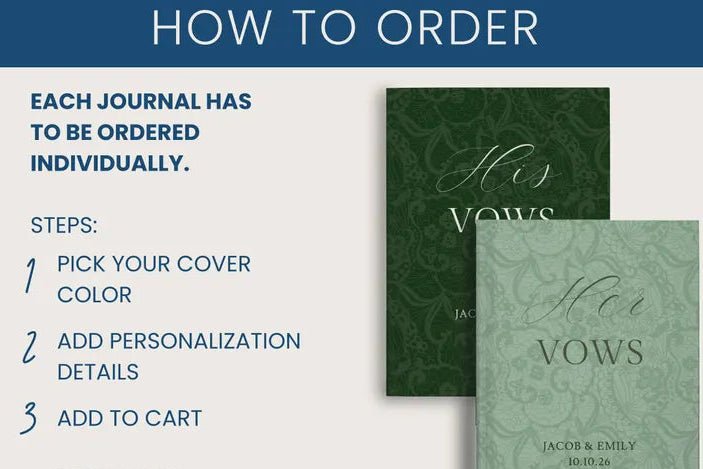 Lavender Wedding Vow Books for Marriage Ceremony - Custom His & Hers Personalized Lace Set - JOVILO
