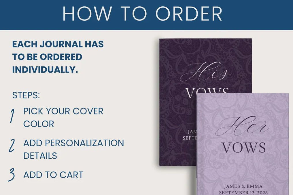 Neutral Wedding Vow Books for Marriage Ceremony - Personalized Hardcover Lace Vow Book - JOVILO