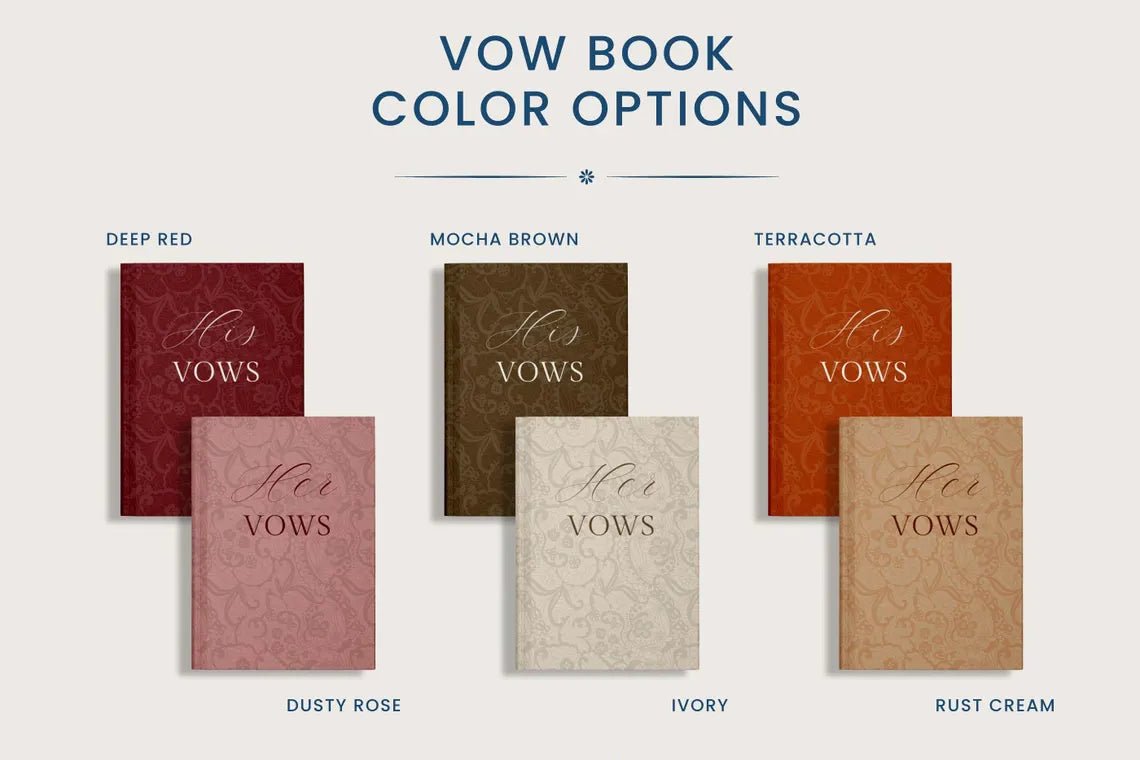 Neutral Wedding Vow Books for Marriage Ceremony - Personalized Hardcover Lace Vow Book - JOVILO