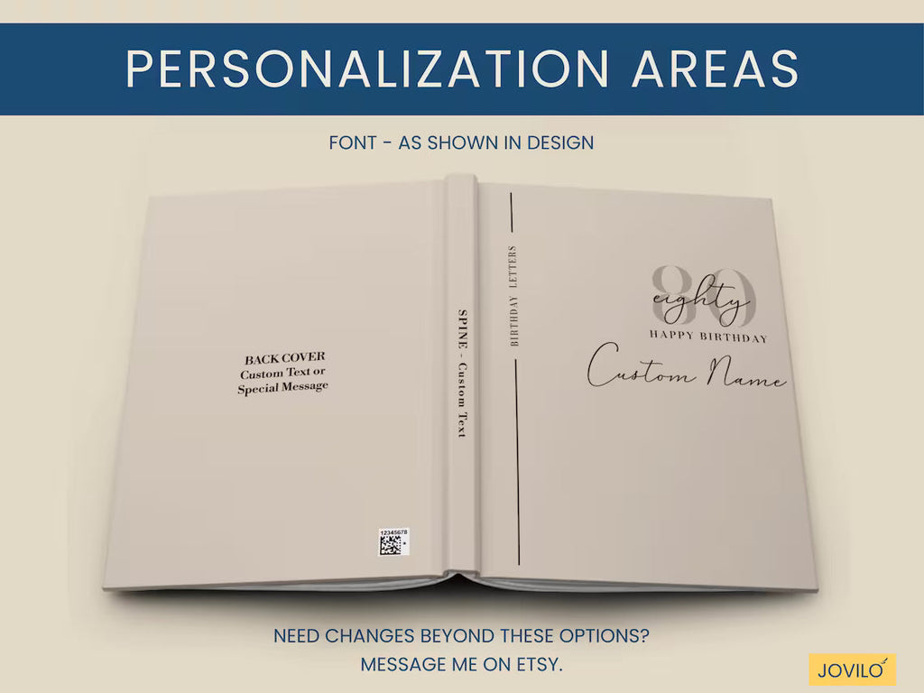 Personalized 80th Birthday Guest Book Custom Birthday Message Book Gift JOVILO