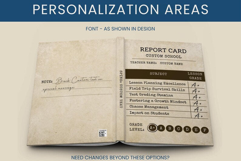 Personalized Teacher Journal Gift Custom Report Card Notebook JOVILO