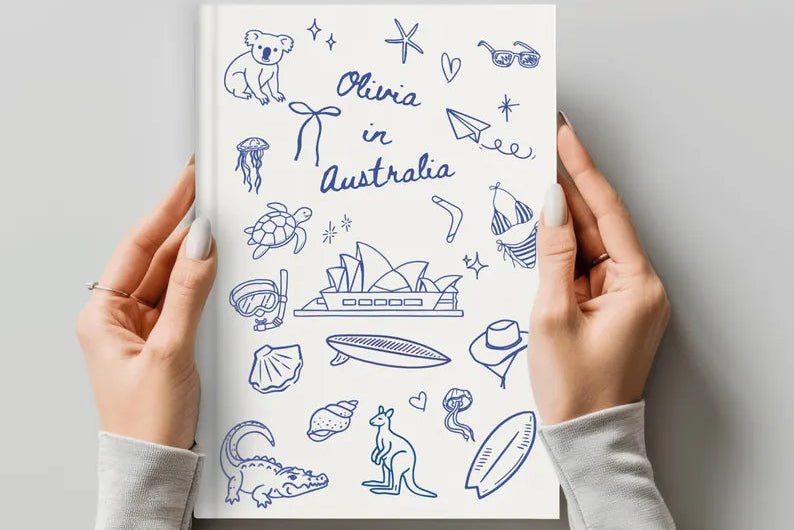 Personalized Australia Travel Journal - Custom Name Aussie Trip Notebook - JOVILO