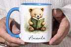 Personalized Bear Reading Mug – Custom Name 11oz Coffee Cup Gift - JOVILO