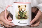 Personalized Bear Reading Mug – Custom Name 11oz Coffee Cup Gift - JOVILO