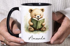 Personalized Bear Reading Mug – Custom Name 11oz Coffee Cup Gift - JOVILO