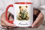 Personalized Bear Reading Mug – Custom Name 11oz Coffee Cup Gift - JOVILO
