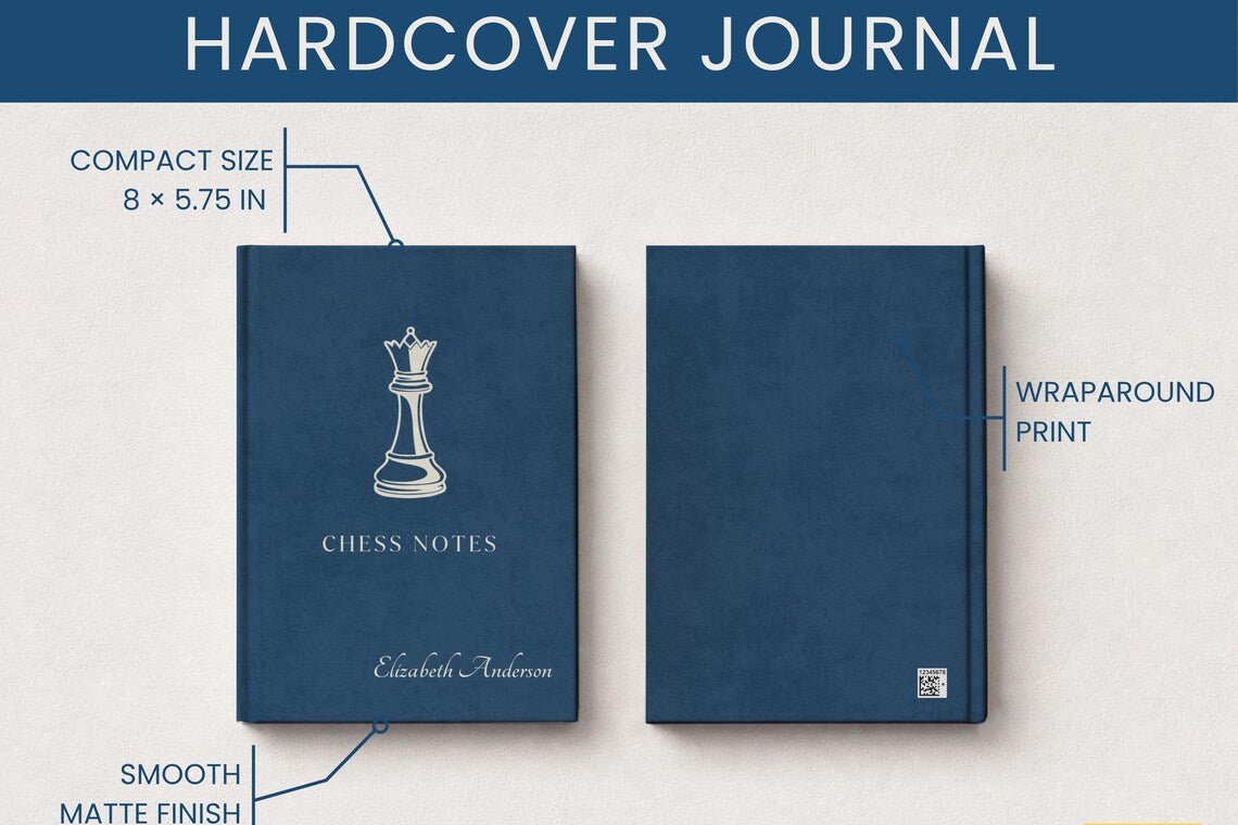 Personalized Chess Notebook - Custom Name & Chess Piece - JOVILO