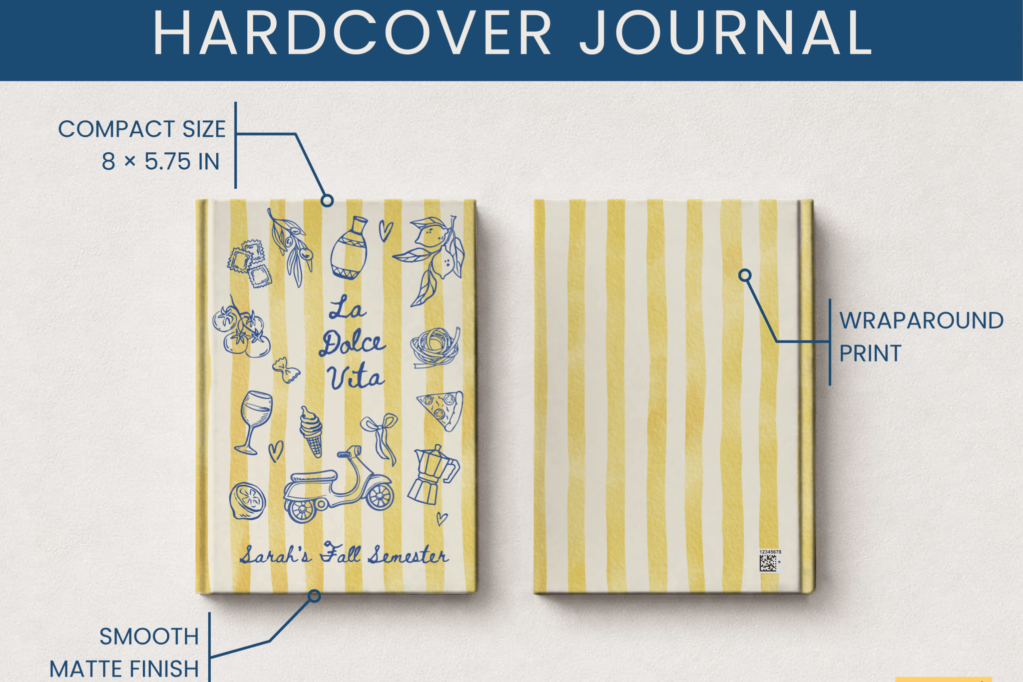 Personalized Italy Travel Journal Notebook - Custom Name Diary - JOVILO