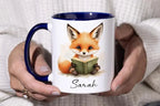 Personalized Reading Fox Mug - Custom Name 11oz Coffee Cup Gift - JOVILO