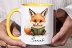 Personalized Reading Fox Mug - Custom Name 11oz Coffee Cup Gift - JOVILO