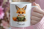 Personalized Reading Fox Mug - Custom Name 11oz Coffee Cup Gift - JOVILO
