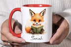 Personalized Reading Fox Mug - Custom Name 11oz Coffee Cup Gift - JOVILO