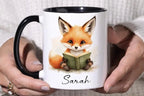 Personalized Reading Fox Mug - Custom Name 11oz Coffee Cup Gift - JOVILO
