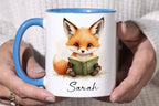 Personalized Reading Fox Mug - Custom Name 11oz Coffee Cup Gift - JOVILO