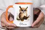 Personalized Reading Owl Mug - Custom Name 11oz Coffee Cup Gift - JOVILO