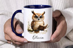 Personalized Reading Owl Mug - Custom Name 11oz Coffee Cup Gift - JOVILO