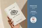 A hand holds a slim hardcover book titled "Ideas I had while running" by Richard Jones. The cover is off-white with a black line drawing of running shoes and black text.