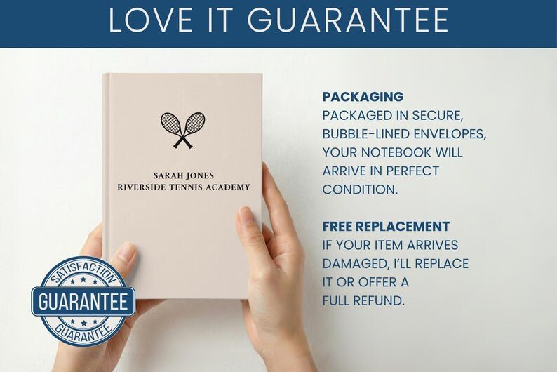 Personalized Tennis Journal - Custom Hardcover Notebook for Players and Coaches - JOVILO