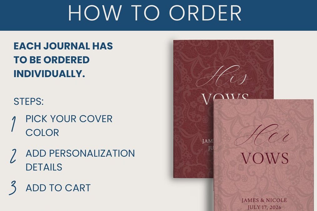 Red Wedding Vow Books for Marriage Ceremony - Personalized His & Hers Hardcover Lace Set - JOVILO