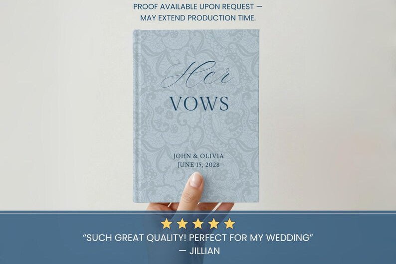 Red Wedding Vow Books for Marriage Ceremony - Personalized His & Hers Hardcover Lace Set - JOVILO