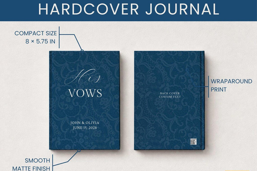 Red Wedding Vow Books for Marriage Ceremony - Personalized His & Hers Hardcover Lace Set - JOVILO