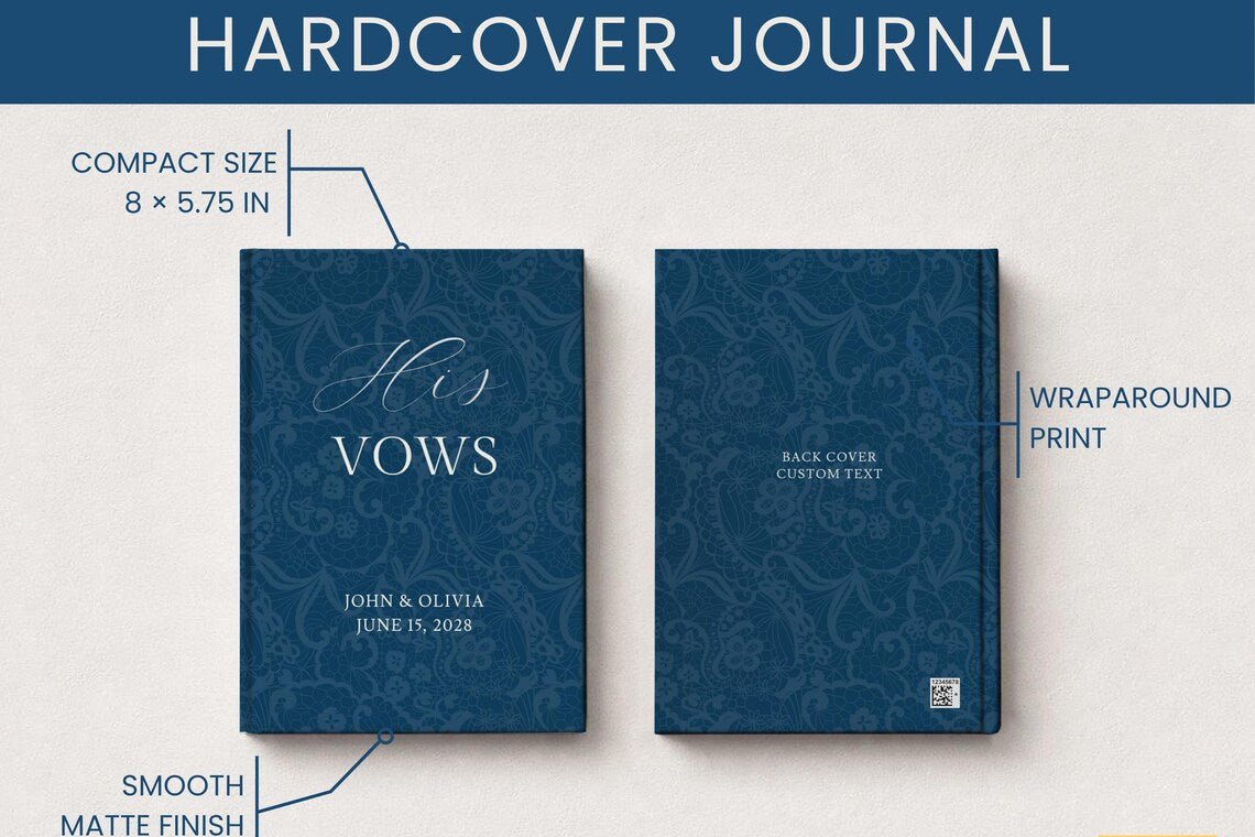Red Wedding Vow Books for Marriage Ceremony - Personalized His & Hers Hardcover Lace Set - JOVILO