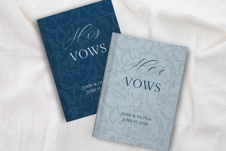 Red Wedding Vow Books for Marriage Ceremony - Personalized His & Hers Hardcover Lace Set - JOVILO