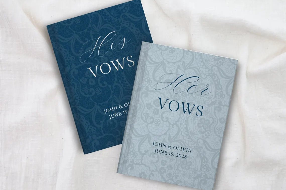 Terracotta Wedding Vow Books for Bride and Groom - Personalized Lace Hardcover Ceremony Set - JOVILO