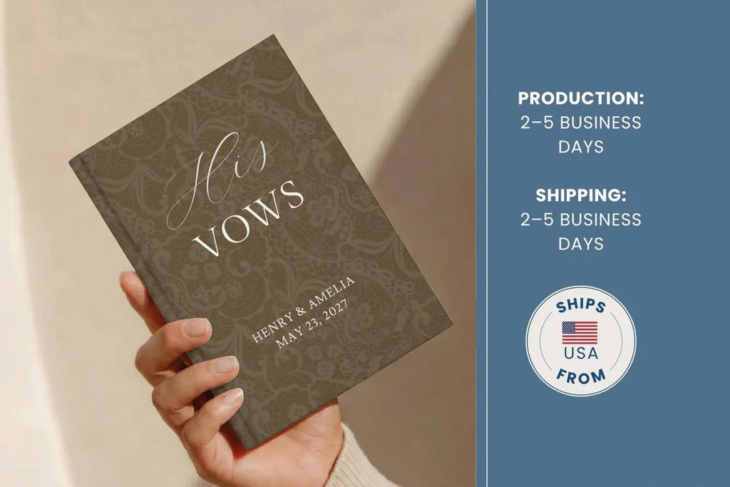 Terracotta Wedding Vow Books for Bride and Groom - Personalized Lace Hardcover Ceremony Set - JOVILO