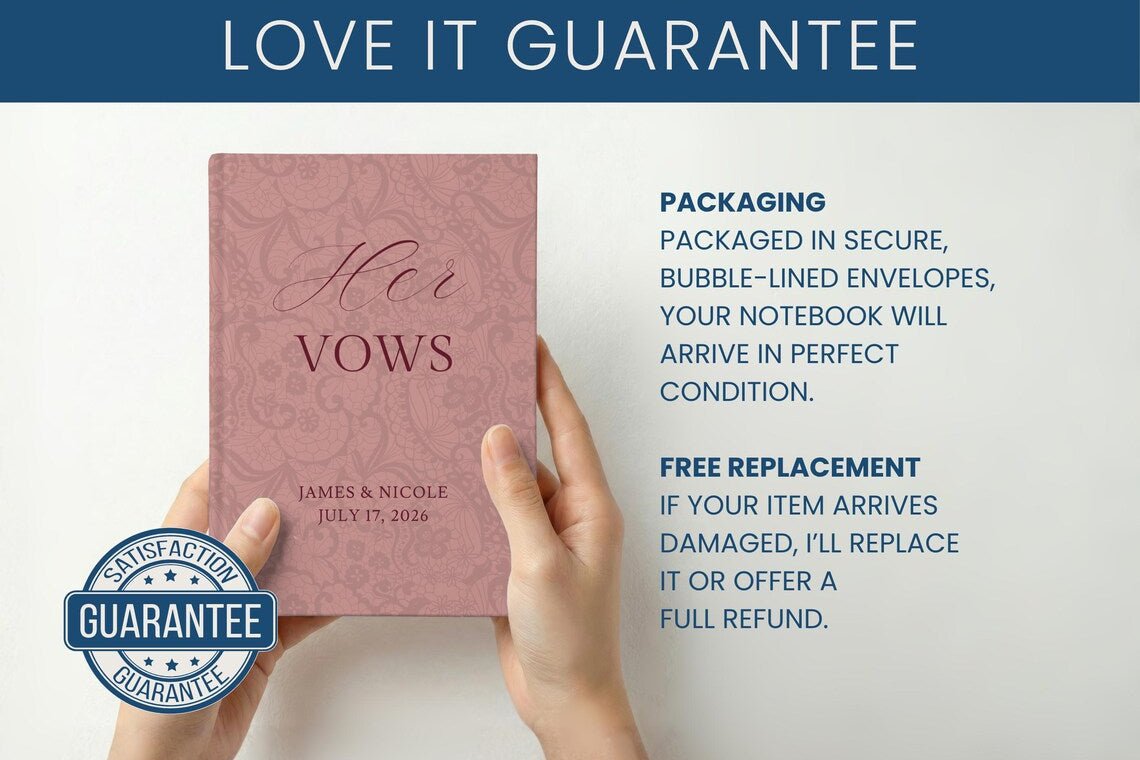 Wedding Vow Books for Marriage Ceremony - Customized Hardcover Keepsake for Bride and Groom - JOVILO