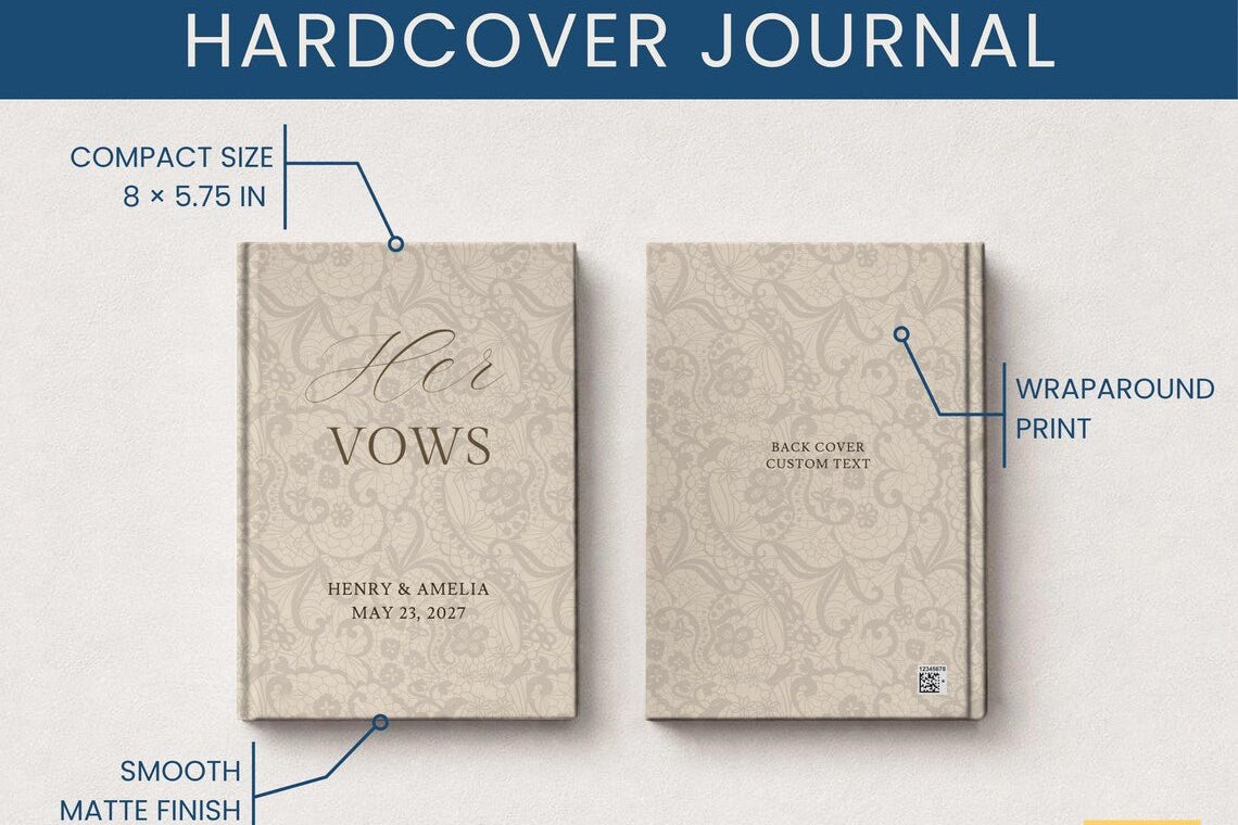 Wedding Vow Books for Marriage Ceremony - Customized Hardcover Keepsake for Bride and Groom - JOVILO